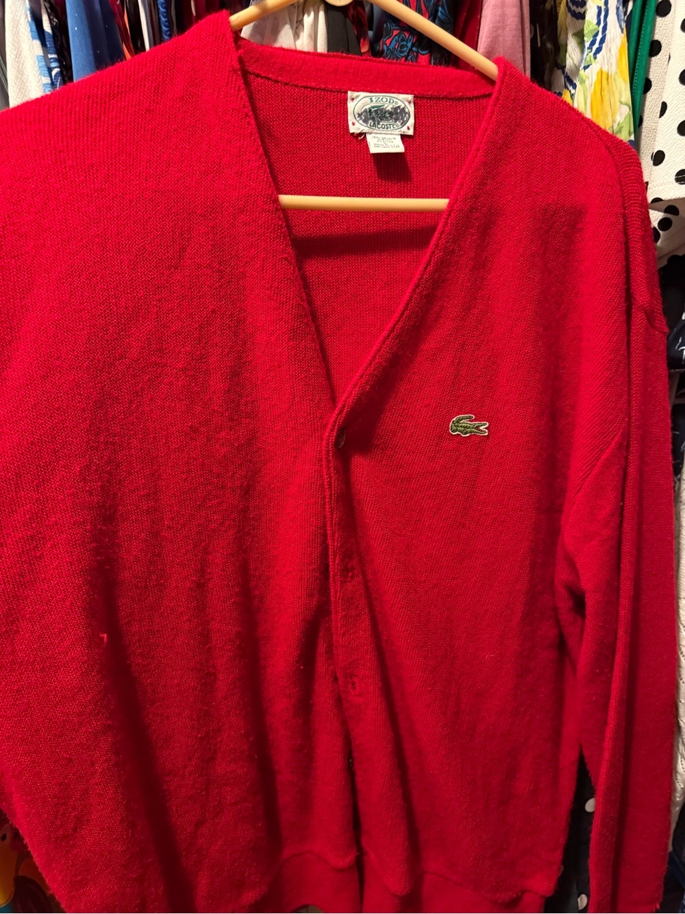 Izod Men’s Red V-Neck Cardigan Sweater
